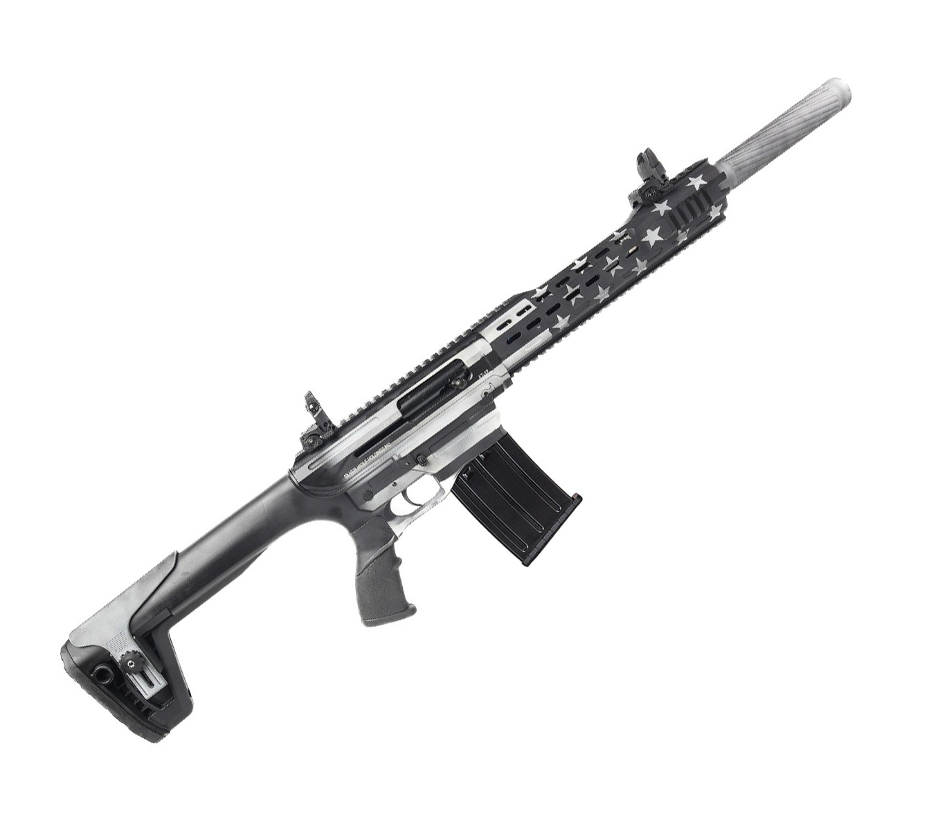 TRP Hunting AT-12, 12 Gauge 3", 18.5" Barrel Semi Auto Shotgun - Black and White USA Flag
