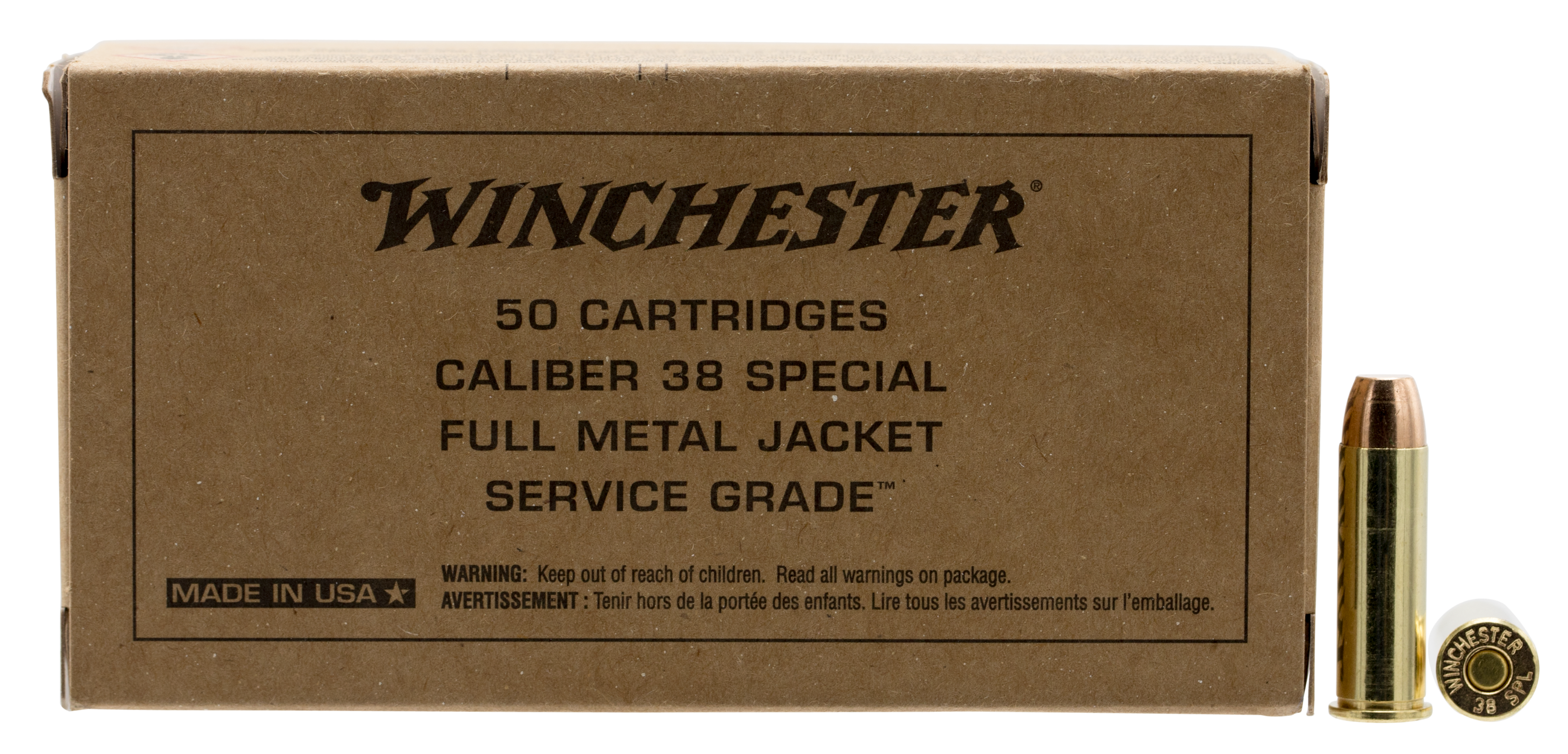 Winchester Ammo Service Grade, Win Sg38w 38sp 130 Fmj-fn Srvgrd 50-10